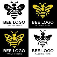 miele ape logo design modello con vettore illustrazione. volante miele ape icona simbolo nel linea, piatto, e colore stile. vettore illustrazione