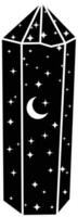 illustrazione di nero celeste cristallo roccia con Luna e stelle vettore