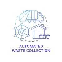 icona del concetto di gradiente blu di raccolta automatizzata dei rifiuti vettore