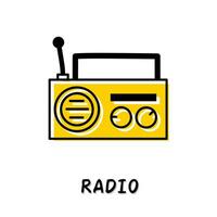 Radio icona illustrazione. giallo colore illustrazione design. vettore