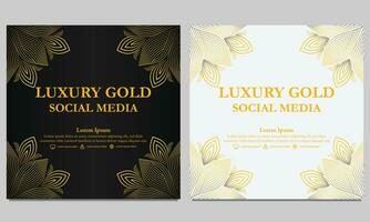 lusso elegante d'oro floreale sociale media modello. vettore