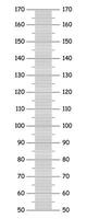 bambini altezza grafico a partire dal 50 per 170 centimetri. modello per parete crescita etichetta isolato su bianca sfondo. metro parete, crescita governate. vettore semplice illustrazione.