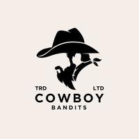 design del logo vettoriale dei banditi cowboy premium