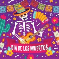 concetto di doodle colorato dia de los muertos vettore