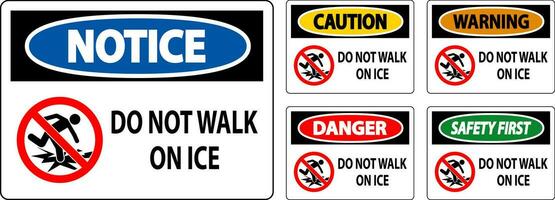 Pericolo cartello fare non camminare su ghiaccio vettore