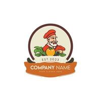 capocuoco vettore logo design e verdura negozio logo design