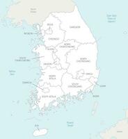 vettore carta geografica di Sud Corea con province, metropolitano città e amministrativo divisioni, e confinante Paesi. modificabile e chiaramente etichettato strati.