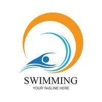 nuoto sport logo ilustration vettore design modello