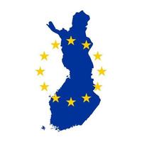 mappa della finlandia con bandiera dell'unione europea isolato su sfondo bianco. vettore