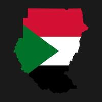 siluetta della mappa del sudan con bandiera su sfondo nero vettore