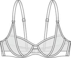 disegno tecnico del reggiseno a rete. illustrazione di moda piatta lingerie modificabile vettore