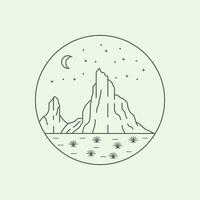 icona avventura natura collina linea logo design arte minimalista illustrazione vettore