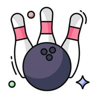 birilli con palla in mostra concetto di bowling gioco vettore