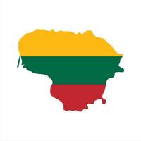 sagoma mappa lituania con bandiera su sfondo bianco vettore