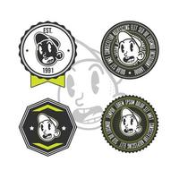 collezione di badge vintage con personaggi vettore