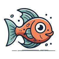 cartone animato divertente pesce. colorato vettore illustrazione su bianca sfondo.