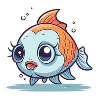 carino cartone animato pesce. vettore illustrazione isolato su un' bianca sfondo.