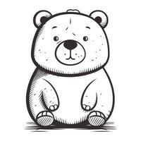 carino cartone animato orsacchiotto orso su bianca sfondo. vettore illustrazione.