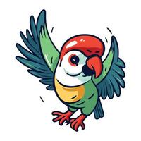 carino cartone animato pappagallo con Ali e rosso cap. vettore illustrazione.