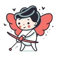 carino poco Cupido con arco e freccia. vettore illustrazione.