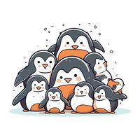 carino cartone animato pinguini. vettore illustrazione di un' gruppo di pinguini.