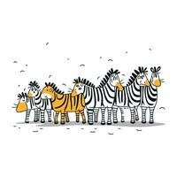 zebra famiglia. vettore illustrazione di carino cartone animato zebra famiglia.