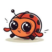 carino cartone animato coccinella in esecuzione. vettore illustrazione su bianca sfondo.