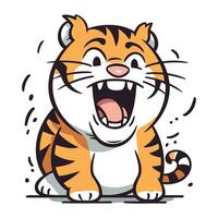 carino tigre cartone animato vettore illustrazione. isolato su bianca sfondo.