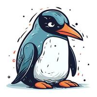 carino cartone animato pinguino. mano disegnato vettore illustrazione isolato su bianca sfondo.