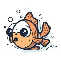 carino cartone animato pesce. vettore illustrazione. carino pesce. mare vita.