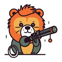 carino orso con telescopio. vettore illustrazione nel piatto cartone animato stile.