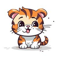 carino cartone animato tigre. vettore illustrazione isolato su un' bianca sfondo.