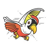 carino pappagallo vettore illustrazione. isolato su bianca sfondo. cartone animato pappagallo.