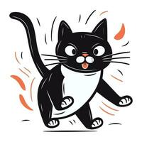 carino cartone animato nero gatto. vettore illustrazione isolato su bianca sfondo.