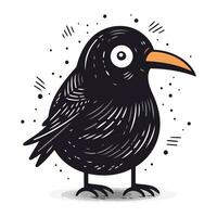 carino nero uccello. vettore illustrazione isolato su un' bianca sfondo.