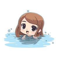 carino cartone animato ragazza nuoto nel piscina. vettore illustrazione isolato su bianca sfondo.