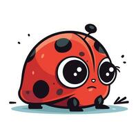 carino cartone animato coccinella isolato su bianca sfondo. vettore illustrazione.