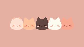 carino kawaii gatti vettore illustrazione. impostato di carino gattini con diverso emozioni.
