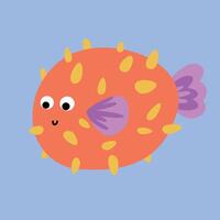 divertente creativo mano disegnato figli di illustrazione di carino puffer pesce vettore