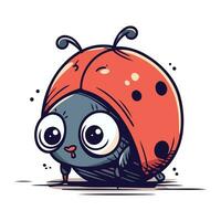 carino cartone animato coccinella isolato su bianca sfondo. vettore illustrazione.