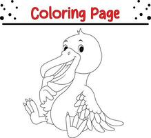 pellicano uccello colorazione pagina. animale colorazione libro per bambini vettore