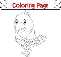 contento uccello colorazione pagina per bambini vettore