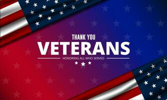 grazie voi veterani, novembre 11, onorare tutti chi servito, americano bandiere sfondo vettore illustrazione