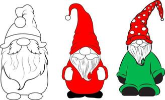 impostato di allegro Natale con carino gnomi Santa Claus bandiera design. carino cartone animato illustrazione vettore