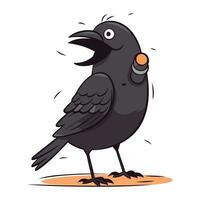 carino nero corvo isolato su bianca sfondo. vettore cartone animato illustrazione.