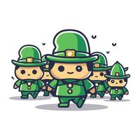 st patricks giorno folletti Tenere bandiera cartone animato vettore illustrazione