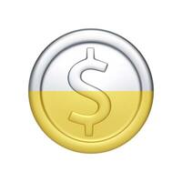 argento e oro moneta con dollaro simbolo. metallico i soldi. vettore illustrazione isolato su bianca sfondo