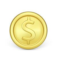 d'oro moneta davanti Visualizza. finanza e i soldi. realistico rendere di metallico moneta. vettore illustrazione isolato su bianca sfondo