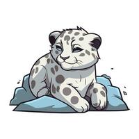 neve leopardo cartone animato. vettore illustrazione di un' neve leopardo.