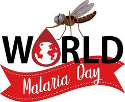 logo o banner della giornata mondiale della malaria con zanzara vettore
